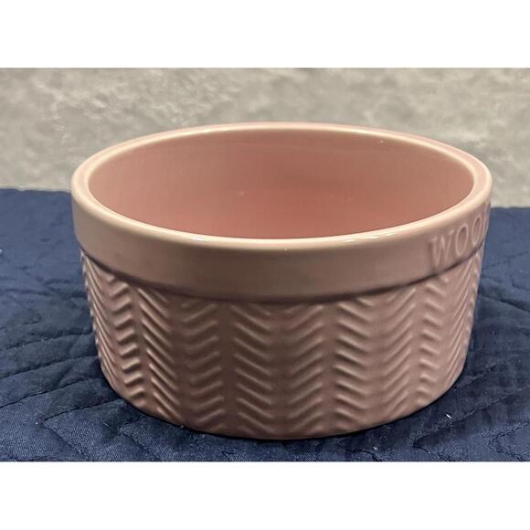 Vibrant Life Pink Ceramic Dog Bowl “WOOF” 5.5” Small Pet Dish Microwave Safe - Picture 2 of 4